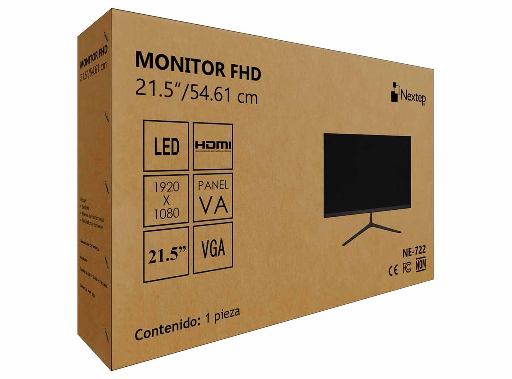 Monitor 21.5 Pulgadas NE-722 Nexpet FHD Resolución 1920x1080 Panel VA HDMI/VGA