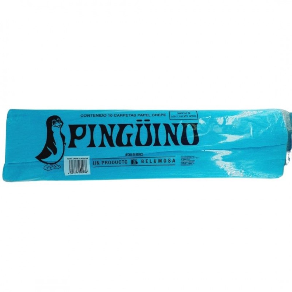 Paquete C/10 Papel Crepe Pinguino Azul Cielo