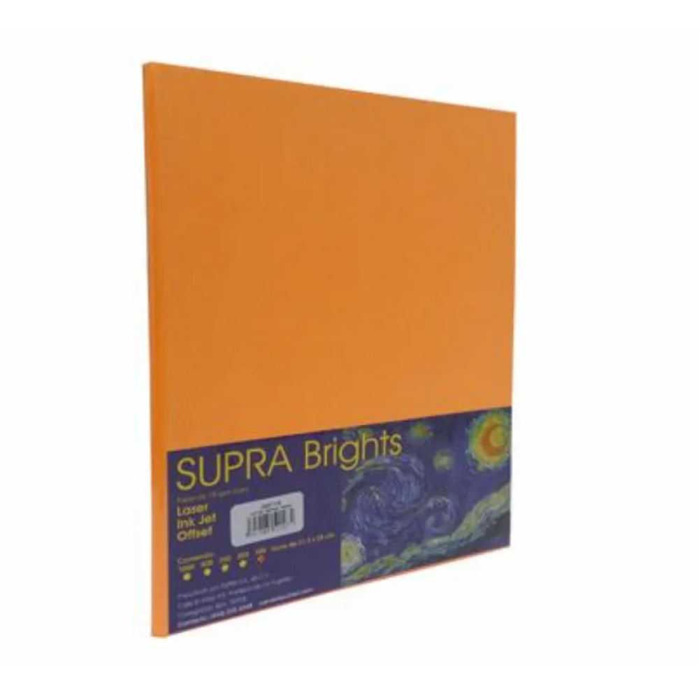 Paquete C/100 Hoja De Color Carta Naranja Brights