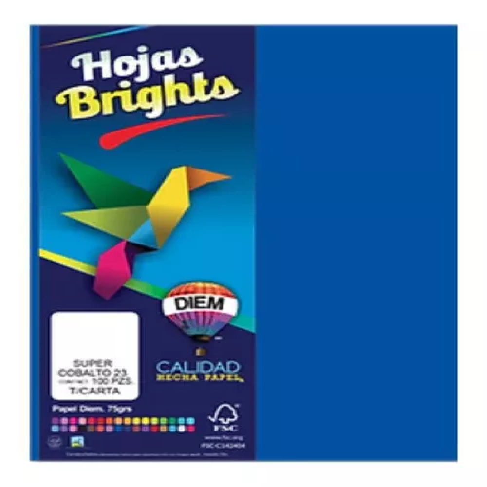 Paquete C/100 Hoja De Color Carta Azul Brights