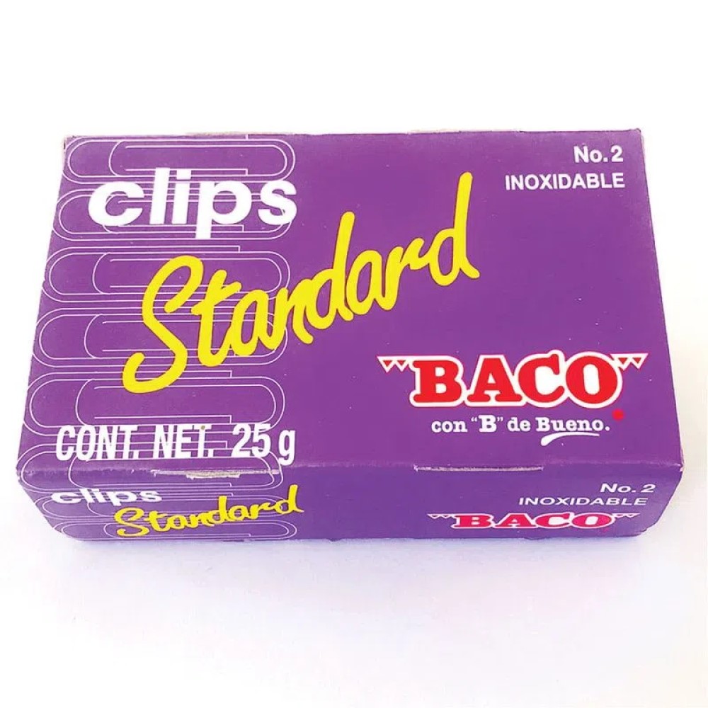 Paquete C/10 Cajas Clip Baco #2 Standard C/u 100 pzas