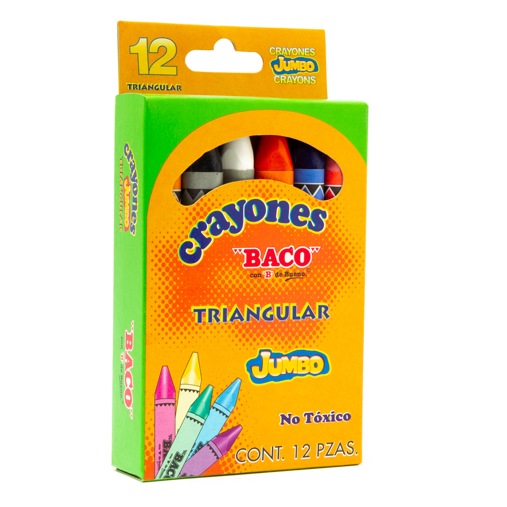 Paquete C/3 Crayones Baco Triangular Jumbo C/12
