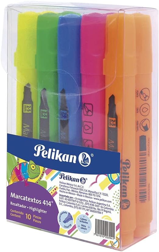 Marcatextos Pelikan 414 Colores Surtidos C/10 Pz