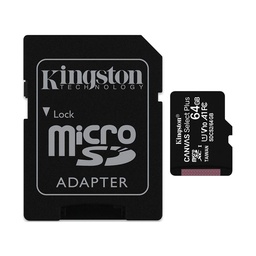 [SDCS2/64GB] ​Micro Sd 64GB Kingston Clase 10 Con Adaptador Canvas Plus